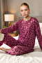 Women's Striped Regular Fit Lilac Pajama Set 4764 - 5
