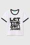Women's white cotton blend front printed crew neck t-shirt
