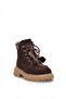 26Blg442 Women's Genuine Leather Zippered Flat Boots Brown - 2