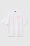 Women's White Mix 100% Cotton Printed Oversize Crew Neck T-Shirt