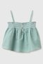 Girl's Aqua Green Elastic Collar Detailed Buttoned Strap Blouse