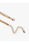 Steel Mixed Pearl Detailed Dangle Multi-Pendant Necklace - 3