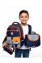 A+ Premium Quality Laci-Orange Boys' Primary School Orthopedic 3-Piece Set with Pen Holder, Foil-Lined Lunch Bag, 5 Compartments 524