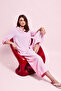 I1000Axpn440 Pink Oversized Pajama Collar Linen Blend Long Sleeve Pink Shirt - 2