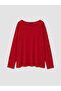 Vizyon New Season Red Plus Size Boat Neck Blouse - 3