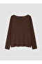 Ozmarka New Season Brown Plus Size Boat Neck Blouse - 3