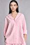 I1000Axpn440 Pink Oversized Pajama Collar Linen Blend Long Sleeve Pink Shirt - 6