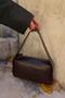 Trok Embroidered Zippered Casual Leather Bag Bitter Brown