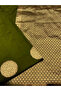 Olive Green Silk Saree with Gold Polka Dot Motifs - MAF3166 | Olive Green & Gold - 4