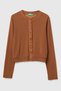 Women's Dark Brown Glitter Buttoned Crew Neck Slim Fit Cardigan - 2