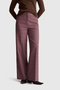 Women's Beige Patterned Viscose Blend Wide Leg Pants with Pockets