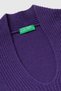 Women's Purple 100% Wool V-Neck Relaxed Fit Sweater - 7