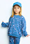 I3663A5Be341 Blue Heart Patterned Crew Neck Sweatshirt with Flexible Waist and Spanish Flared Bottoms 2-Piece t - 4