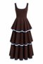 Blue Piping Sorbet Dress Bitter Brown