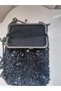 Women's Black Long Chain Strap Stoned Mini Portfolio Evening Dress Bag Double Sided Stoned Evening Dress Bag Özek Day Bag - 2