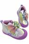 Baby First Step Shoes with Circular Straps and Silvery Bows - 4