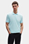 Ds Damat Regular Fit Light Turquoise/Apricot/White Pique Textured 100% Cotton Polo Neck T-Shirt - 2