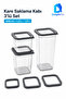 Square Storage Container Set of 3 Black 650-1300-1900 ml