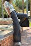 Indigo Washed Buttoned Slit Wide Leg Denim Trousers 35 105 - 4