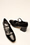 Black Crinkled Patent Leather Single Strap Women's Heels - 3