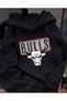Bulls Printed Oversize Hooded Sweatshirt