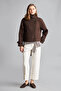 Buttoned Long Sleeve Double Breasted Brown Women's Coat H1536Ax/Bn601 - 2