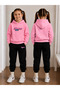Girl's Tracksuit Set Hooded Sweatshirt Top and Bottom Set 3 Thread Threaded Winter Wear