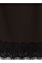Özmarka New Season Brown Mini Skirt with Zipper at the Waist and Lace Detail - 2