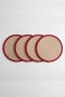 2 Pieces 35cm Round Red Striped Christmas American Style Straw Jute Plate - 2