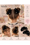 Stone Detailed Black Velvet Scrunchie Hair Tie - 4