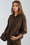 Modal Textured Hooded High Waist Wide Leg Two-Piece Set - 5