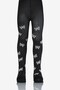 Girl's Nature Patterned Glitter Printed Micro 50 Pantyhose - Black - 2