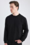 Relaxed Fit Black Plain Sweatshirt - 4
