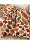 Autumn Themed Colorful Leaf Patterned 3D Embroidery Look Decorative Throw Pillow Cover-43X43 Cm– (Double Sided)