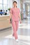 Pink Women's Nurse and Doctor Uniform V-Neck Relaxed Fit Flared Bottom Top Set - 2
