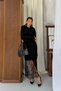 Women's Black Stylish Lace Detailed Embroidered Knitwear Dress - 2