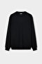 Relaxed Fit Black Plain Sweatshirt - 5