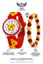Analog Yellow Red Fan Children's Wristwatch with Tutorial Dial - Includes Wristband as a Gift