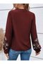Elegant Touch of Sleeve Embroidery - Women's High Collar V-Neck Long Sleeve Viscose Blouse with Embroidery Detail - 3