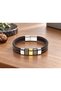 Fenvero Trimetal Black Leather Men's Bracelet - Three-Tone Metal Block Stitched - 3