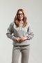 Hooded Soft Fabric Fleece Inside with Side Pockets Women's 3 Thread Stone Color Tracksuit Set - 4