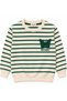 Girl's Cotton Green Striped Embroidery Patterned Long Sleeve Wide Leg Sweatpants Set - 5