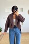 Brown Shawl Collar Crop Trench Coat