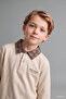 I1943A5Bg74 Beige Plaid Polo Collar Long Sleeve Top Wide Cut Bottom 2-Piece Set Baby Boy - 3