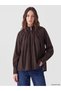Vizyon New Season Brown Judge Collar 100% Cotton Women's Shirt Tunic