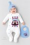 3-Piece Baby Romper Set Claret Red Blue Little Fan Football Themed Newborn Baby Romper Set with Hat and Bib - 2