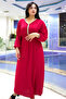 Women's Premium Solid Maxi Dress with Elasticated Cuffs & Chest Panel - Embellished V-Neck Modest Wear - 4