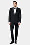 Slim Fit Black Crepe Pattern Tuxedo Suit