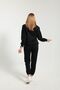 Soft Fabric with Fleece Inside, Black 3 Thread Crew Neck Top and Bottom Women's Tracksuit Set - 6