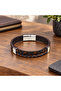 Corvesso Walnutcross Brown Leather Men's Bracelet - Dark Braided Wide Band - 2